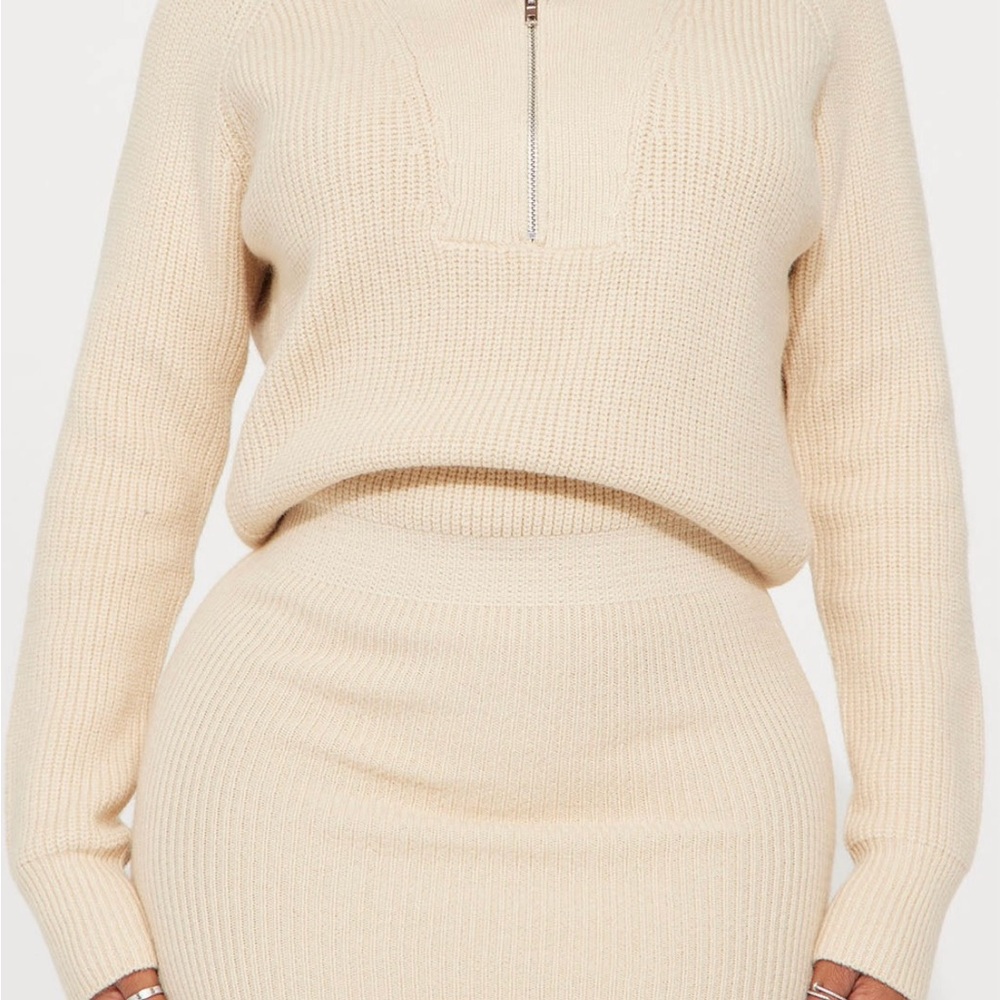 Fashion Nova Cream Sweater Knit Dress